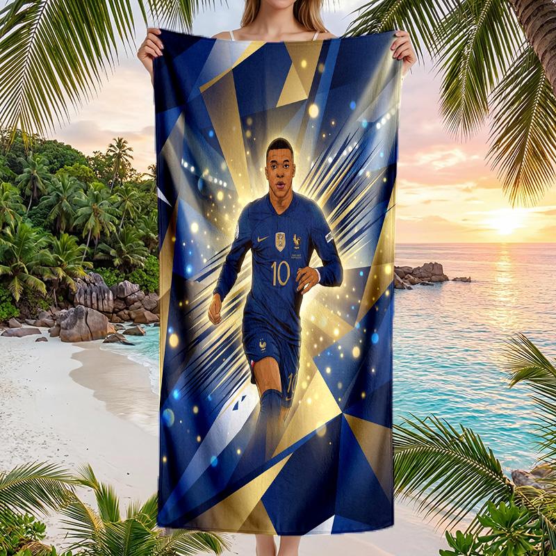 Asciugamano da Spiaggia ad Asciugatura Rapida con Stampa di Kylian Mbappe Microfibra Assorbente Portatile da Viaggio Asciugamano da Nuoto
