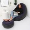 Inflatable Flocked Sofa Bed with Footrest, Foldable Outdoor Lounge Chair - In Stock