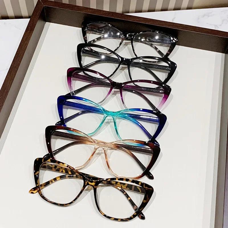 Occhiali da lettura da donna alla moda, da uomo, alla moda, di lusso, con design alla moda, presbiopia, occhiali da vista con occhi di gatto, anti-luce blu, per donna
