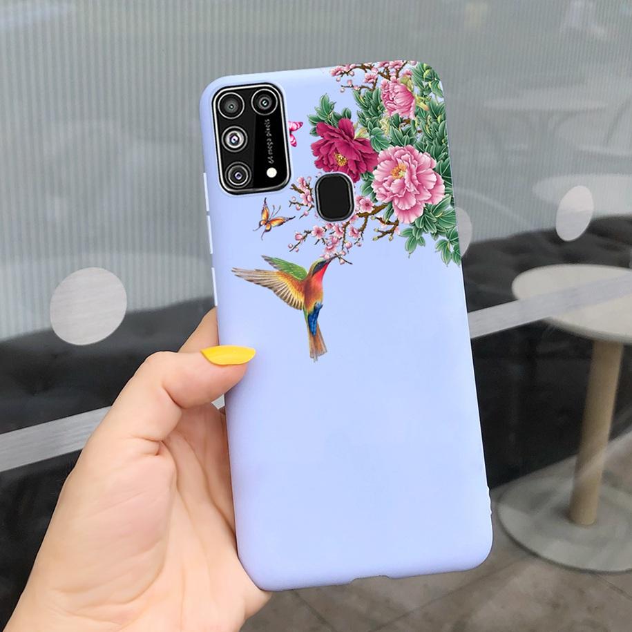 Silikonový kryt Pro Samsung M31 M 31 Obal Čerstvá květina Pírko Nárazuvzdorný kryt telefonu Pro Samsung Galaxy M31s M31 s M315 M317 Etui