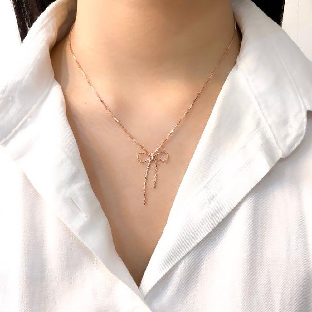 [Opalhouse] 925 Silver Box Chain Ribbon Necklace Opqun5623