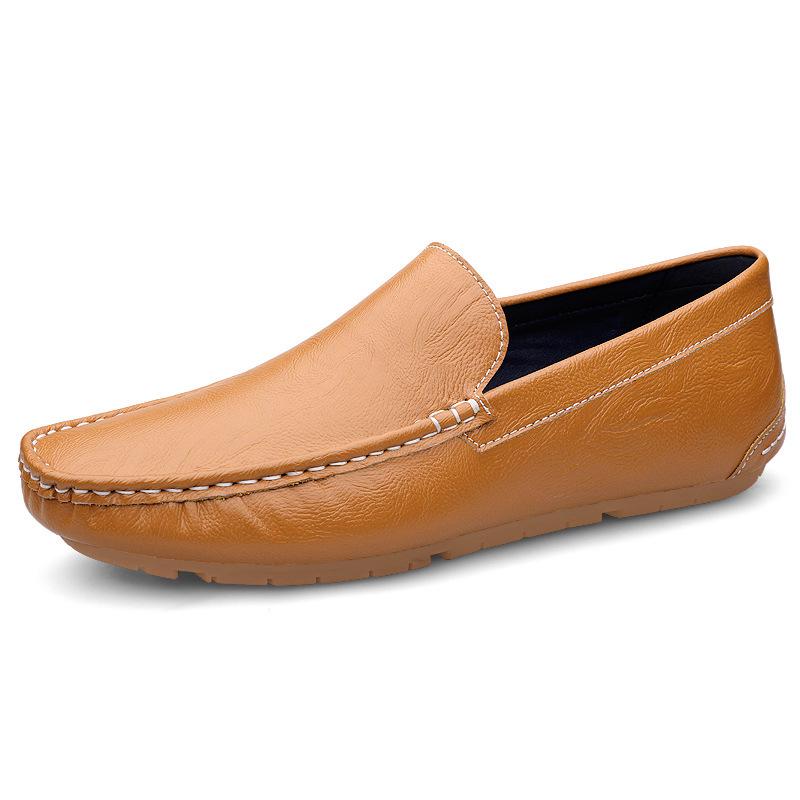 Men's Large Cowhide Leather Slip-On Driving Moccasins - Casual Spring Loafers