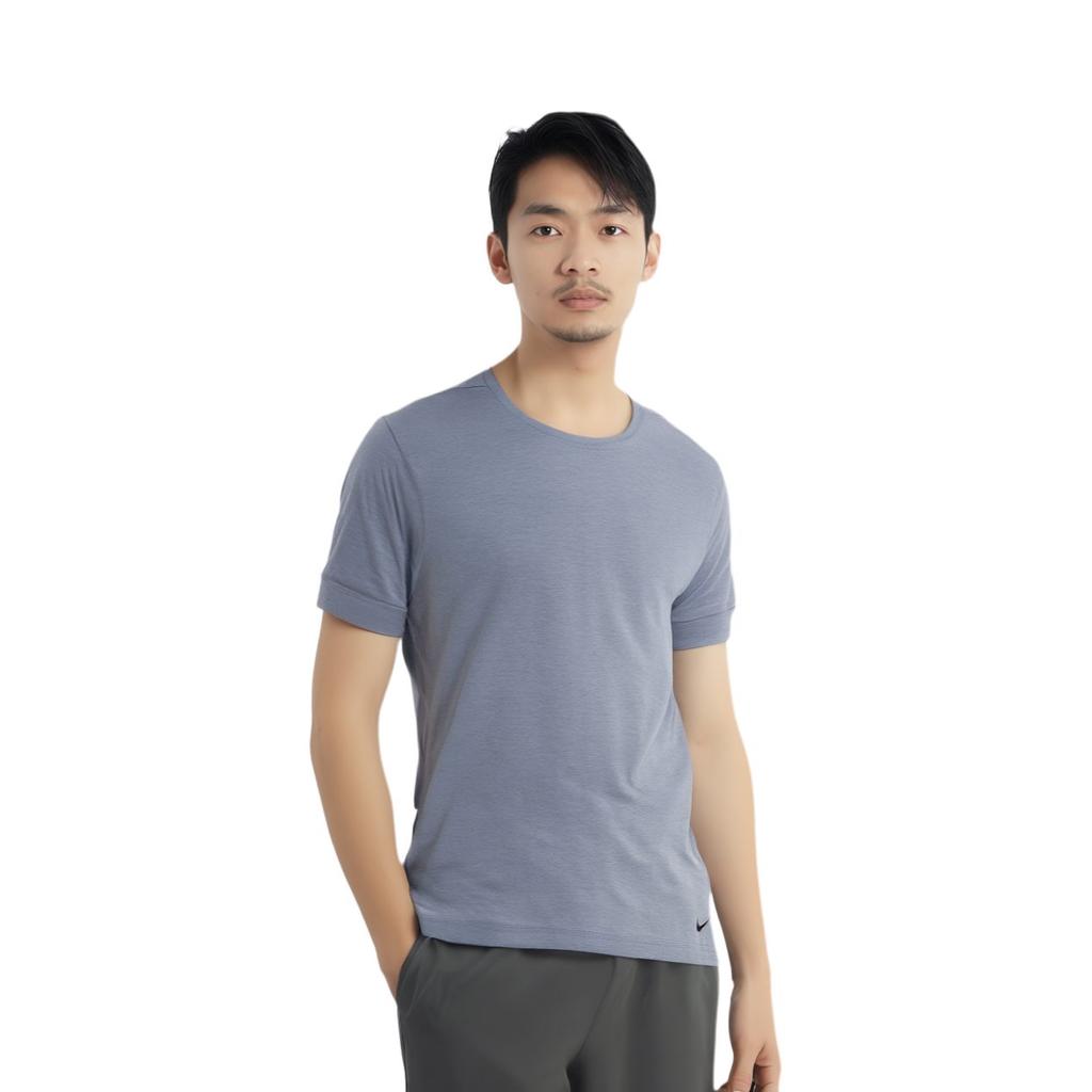 Nike T Shirts Men's Dark Blue Crew Neck Moderate Straight Fit AJ8797-460