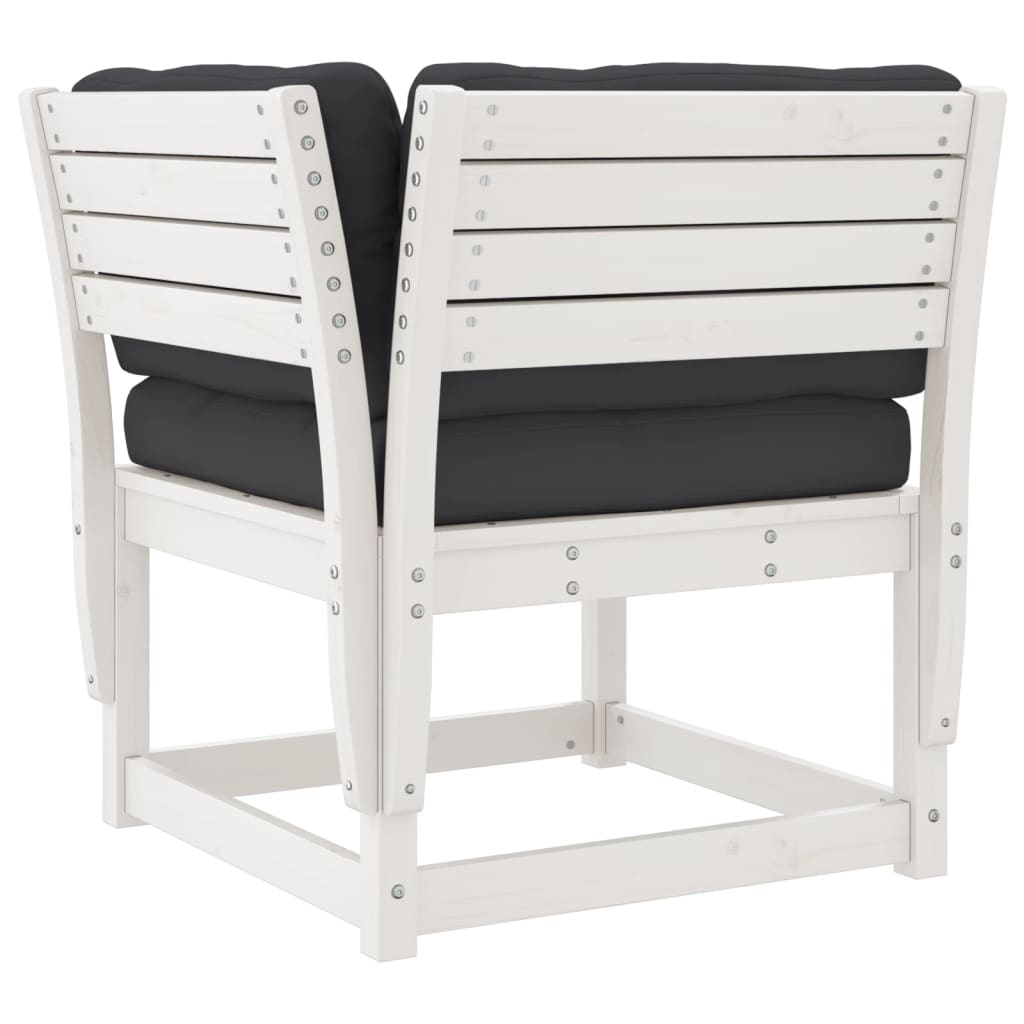 Vidaxl Garden Corner Seat With Cushions, White, 73X73X78 Cm