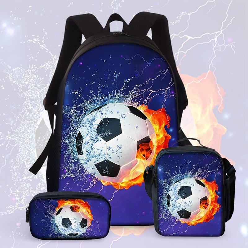 Large Capacity Schoolbag with Shoulder Strap; Student Three-piece Pencil Case Set