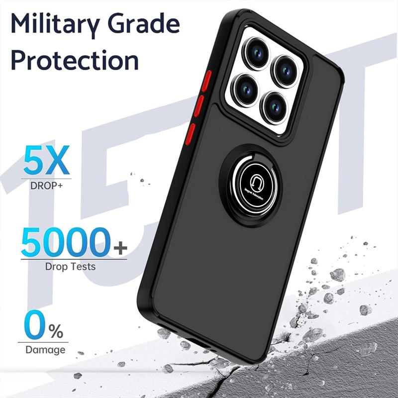 Shockproof Hard PC Translucent Funda For Xiaomi 14T 14TPro Case Car Magnetic Holder Armor Ring Back Cover for Xiaomi14T 14 T Pro