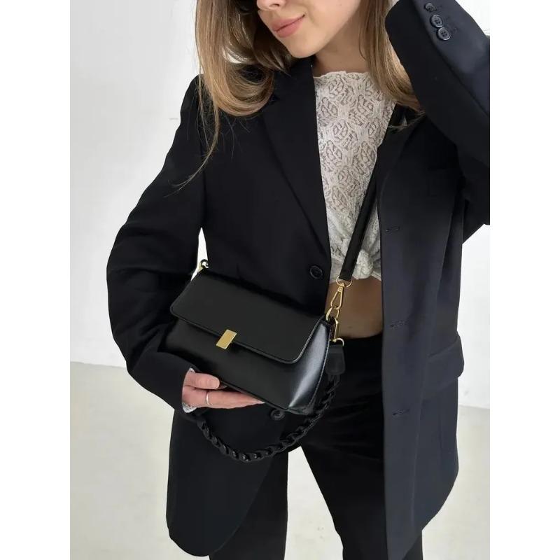 

Fashi Retro Women s Shoulder Bag Simple Solid Color Handbag Single-shoulder Crossbody Small Square Bag Vintage Underarm Bag чёрный