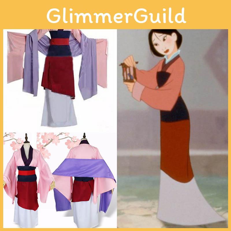 Luxurious Anime Mulan Traditional Kimono Dress Party Cosplay Costume For Women