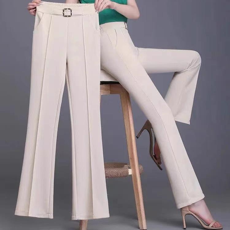 2024 Spring/Summer Women's High-Waisted Slimming Micro-Flare Pants - Anti-Wrinkle, Retro Drape Style