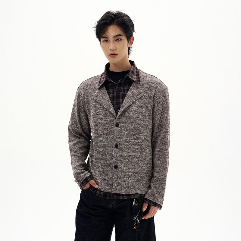 

Kisko American Old Money Style Patchwork Long-Sleeve Shirt for Men and Women, Designer Casual Cleanfit Top, Trendy Brown 2XL