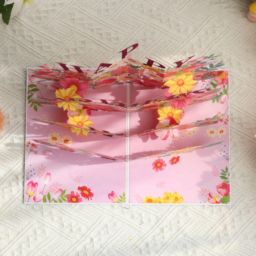 3D Pop UP Flower Greeting Cards Blessing Message Cards Mother's Day Greeting Card  For Mom Gift