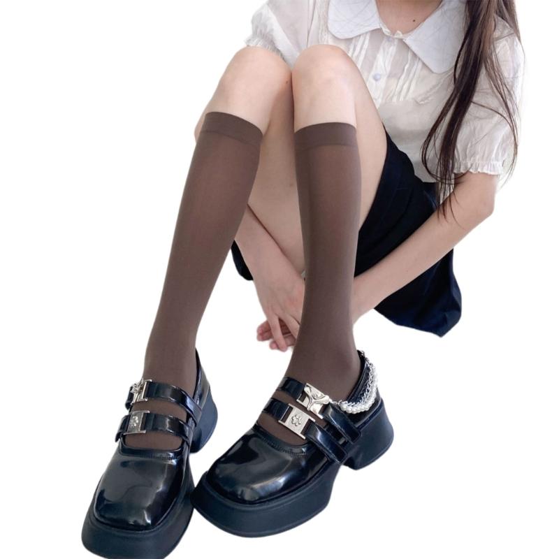 Colorful Calf Socks Velvets Knee High Stockings Lightweight Breathable Knee High Socks Student Girls Middle Tube Socks