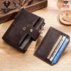 Humerpaul Men Wallet Genuine Leather RFID Bank Card Holder Short Men Wallets Hasp Zipper Purse