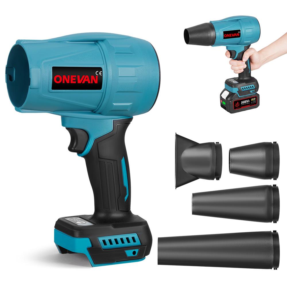 ONEVAN Brushless 3 Gears Electric Air Blowers Turbo 300000RPM Jet Fan Handheld Leaf Blower Dust Blowing Tool for 21V Battery