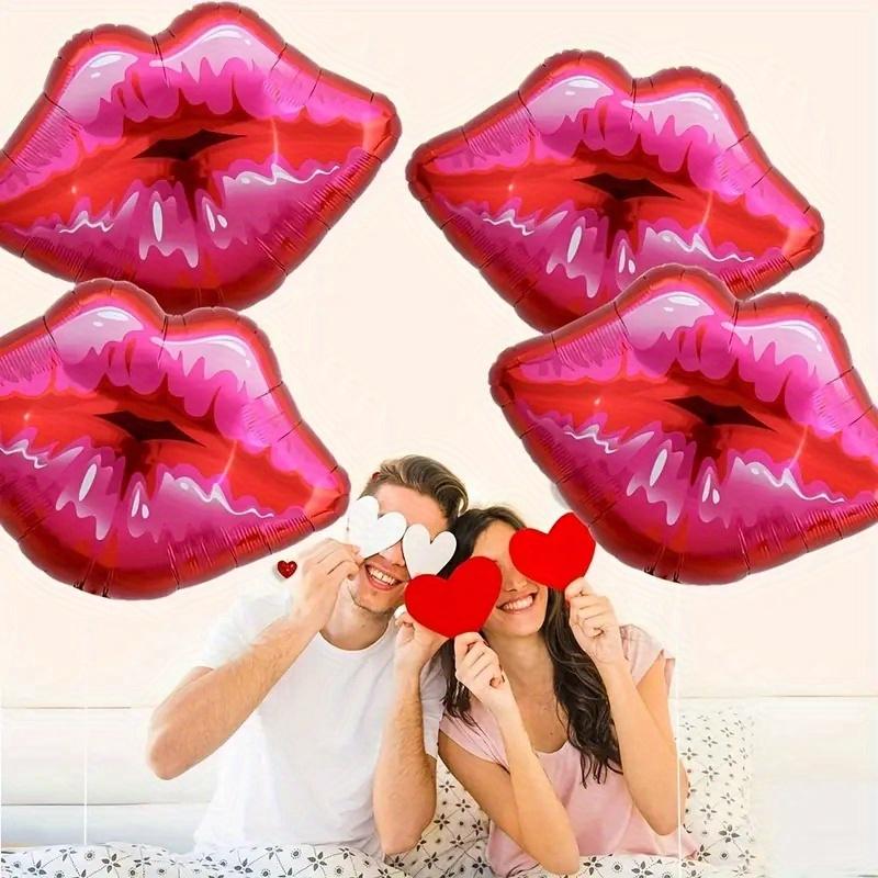 10pcs Lips-Shaped Foil Balloons - Red & Pink Heart-Shaped Decorations for Valentine'S Day, Anniversaries, Proposals, Engagements
