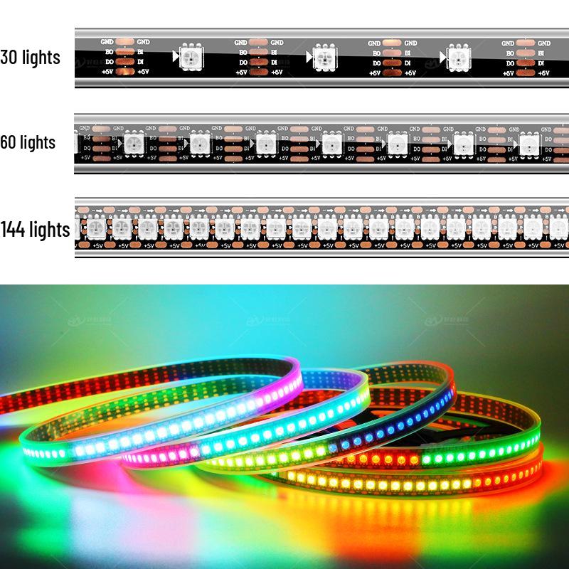 WS2813 Dream Color 5050 RGB LED Strip with Built-in IC Driver and Breakpoint Resume, DC5V