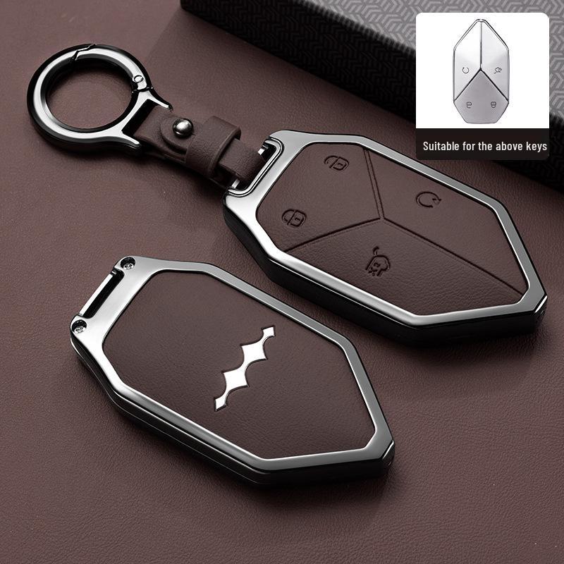 Equation Leopard 5 Key Case: Leopard Five Aluminum Alloy with Goatskin Shell Full Coverage Buckle New Model for Men