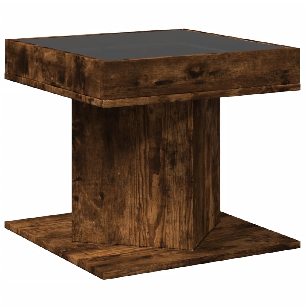LED Coffee Table Smoked Oak 50 x 50 x 45 cm Engineered Wood