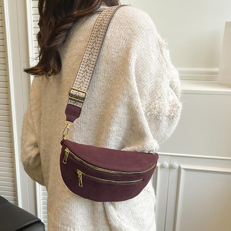 Fashion Simple Woman Waist Bag Suede Leather Chest Pack Luxury Belt Bag phone Purse Leisure Ladies Shoulder Crossbody Bags