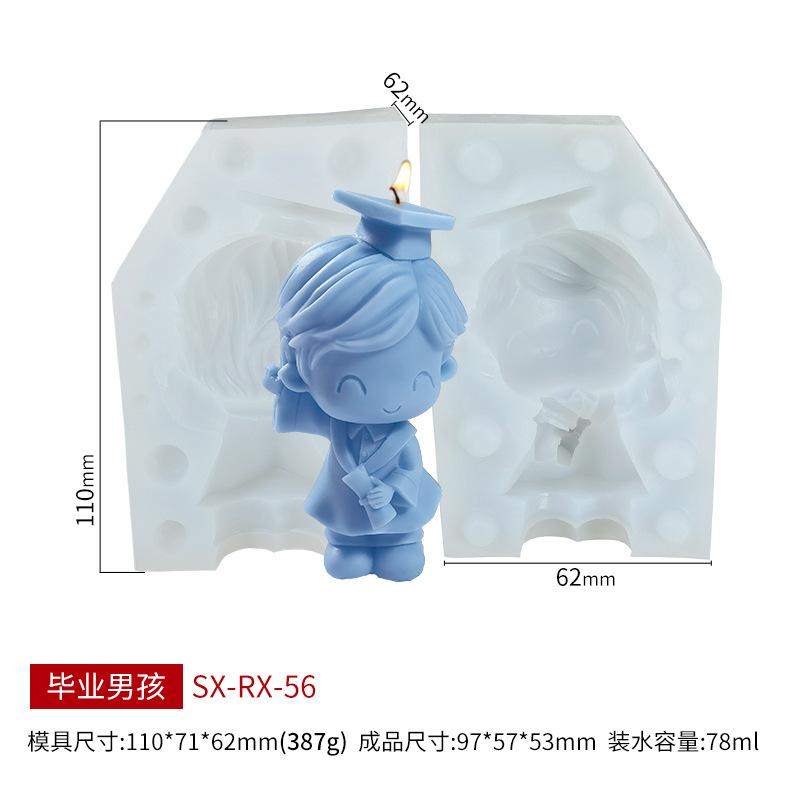 Graduation Cartoon Character Silicone Mold DIY Scented Candle Plaster Craft Kit