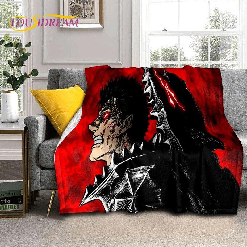 3D Anime Calssic Berserk Cartoon HD Blanket,Soft Throw Blanket for Home Bedroom Bed Sofa Picnic Travel Office Cover Blanket Kids