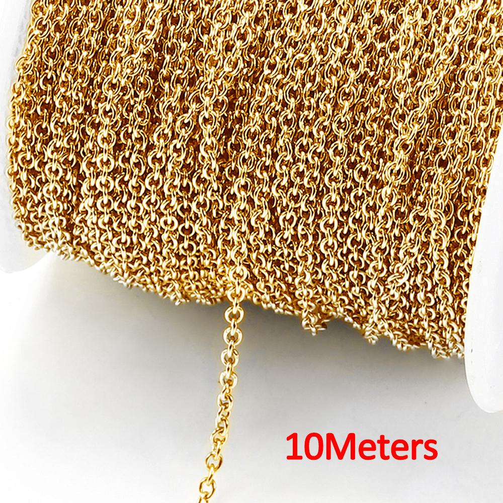 10Meters 2Meters Gold Color Stainless Steel O Shape Link Chain Round Cross Chain Bracelet Necklace DIY Jewelry Making DIY