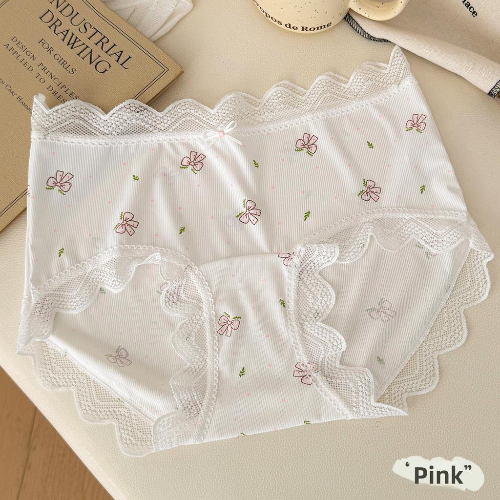 Female Summer New Lovely Lace Lace Extended Antibacterial Crotch Breathable Waist Triangle Briefs