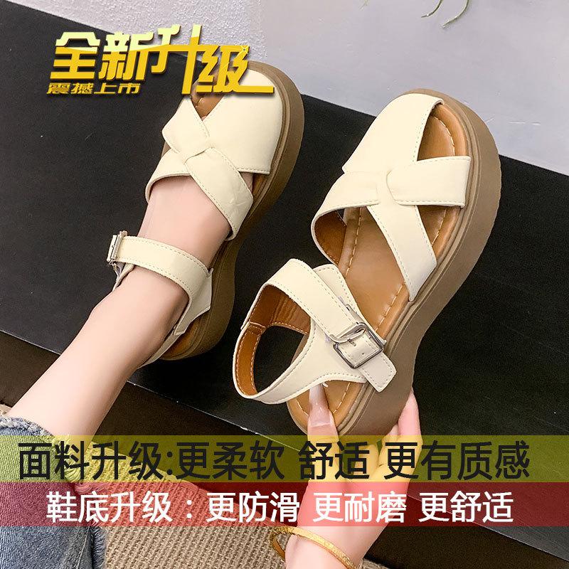 Thick-soled heightening bag head sandals women's new summer skirt casual beach Roman sandals