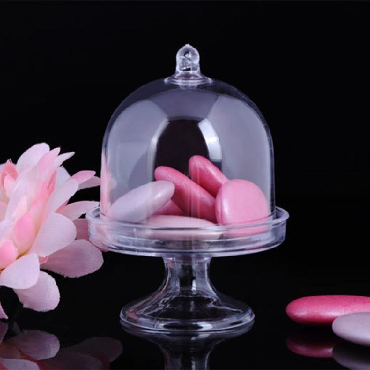 Clear Plastic Dessert Cup Cake Tray Candy Box Cake Plate with Lid Set of 12pcs