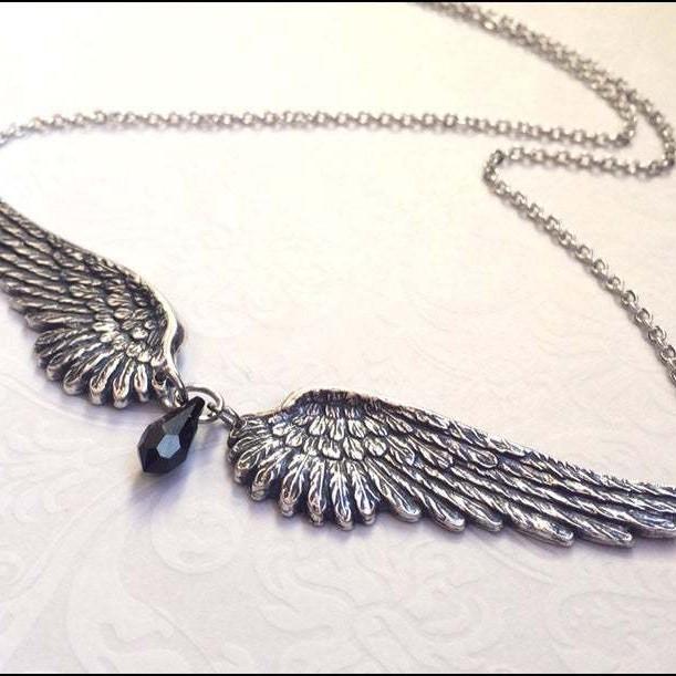 Angel Wings Feather Pendant Necklace With Alloy Chain For Women And Men