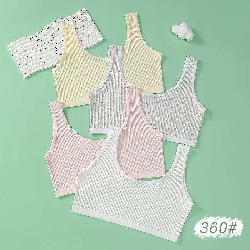 Girls' Thin Cotton Training Bra for Elementary Students - Sports, Anti-Nipple Show, Early Development, Single Layer