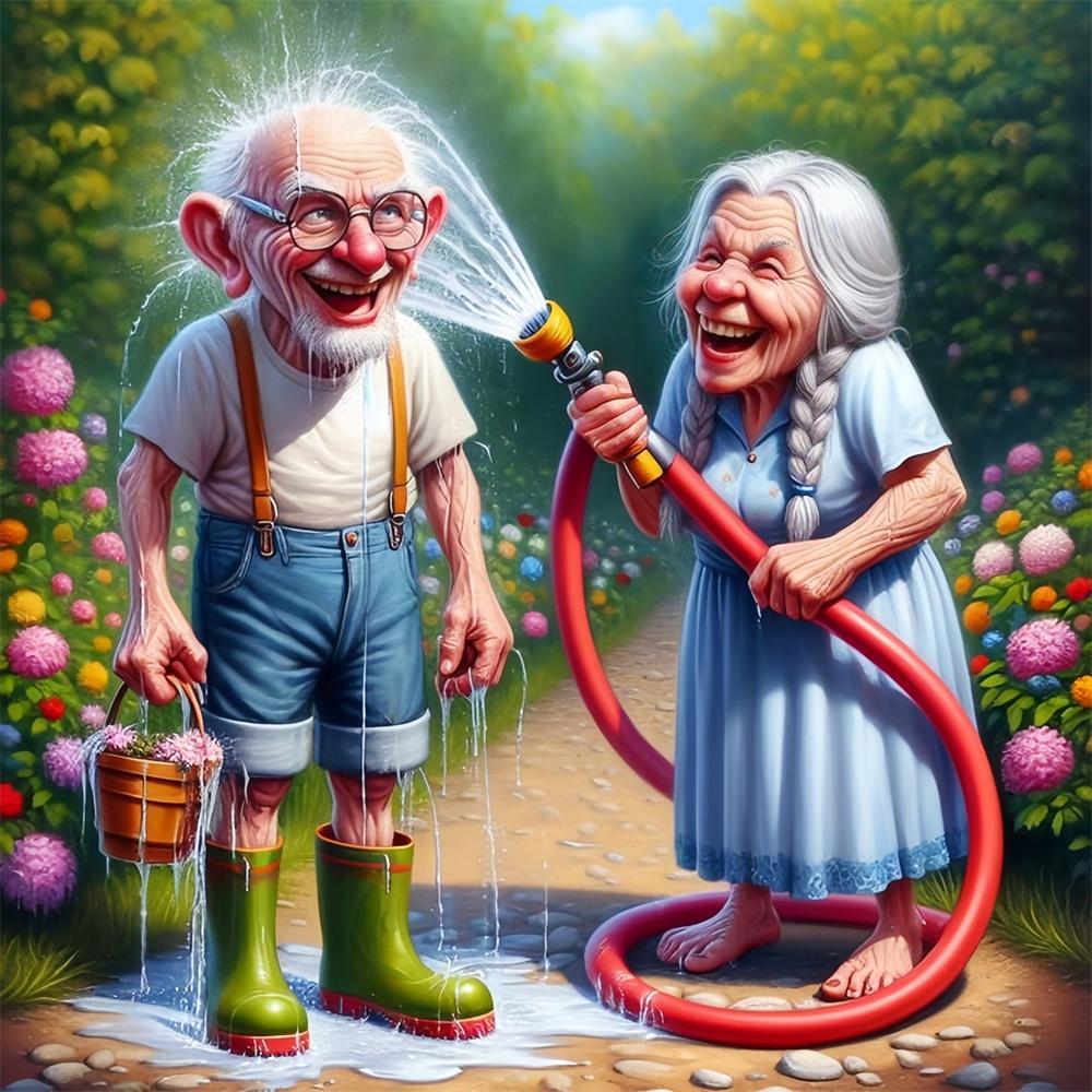 Diamond Painting Grandma Grandpa Mosaic Cross Stitch Set Portrait Embroidery Full Round New Arrival Handmade Gift