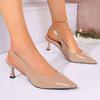 Baotou empty sandals French pointed women's shoes temperament thin heels single shoes European and American high heels large size shoes