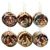12 Pcs Nativity Scene Ornament Round Wooden Birth of Jesus Christian Keepsake Religious Hanging Pendant for Christmas Home Car Decor