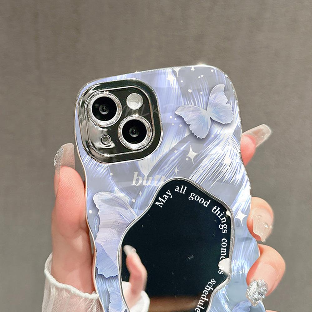 Mirror Phone Case for iPhone 16 11 13 14 for 16 Pro 12 13 15 16 Pro Max for Samsung A15 A16 A35 A55 Cute Cloud Flower Puppy Electroplated Phone Case