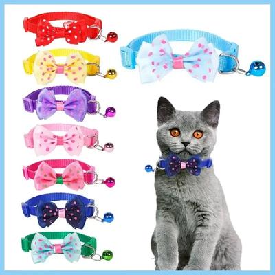 1PCS Adjustable Cat Dog Collars Cute Bow Tie With Bell Pendant Necklace Fashion Necktie Safety Buckle Pet Clothing Accessoreis