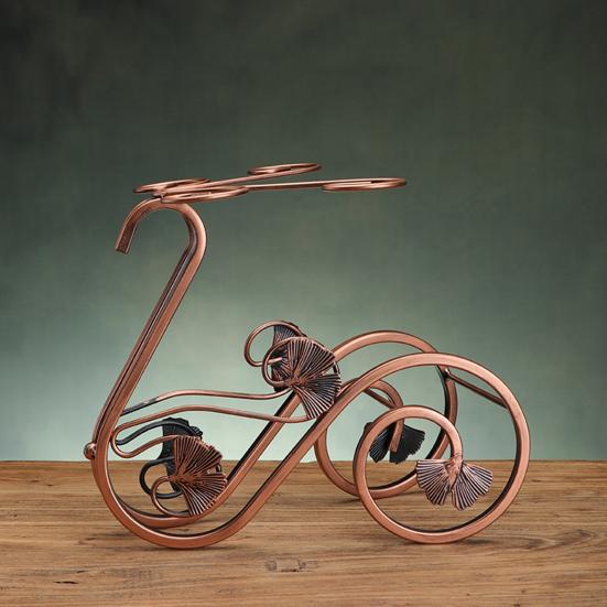 Iron Wine Rack with Glass Holder, Retro Swan Bicycle Wine Stand, Tabletop Red Wine Glass Hanger for Home Bar
