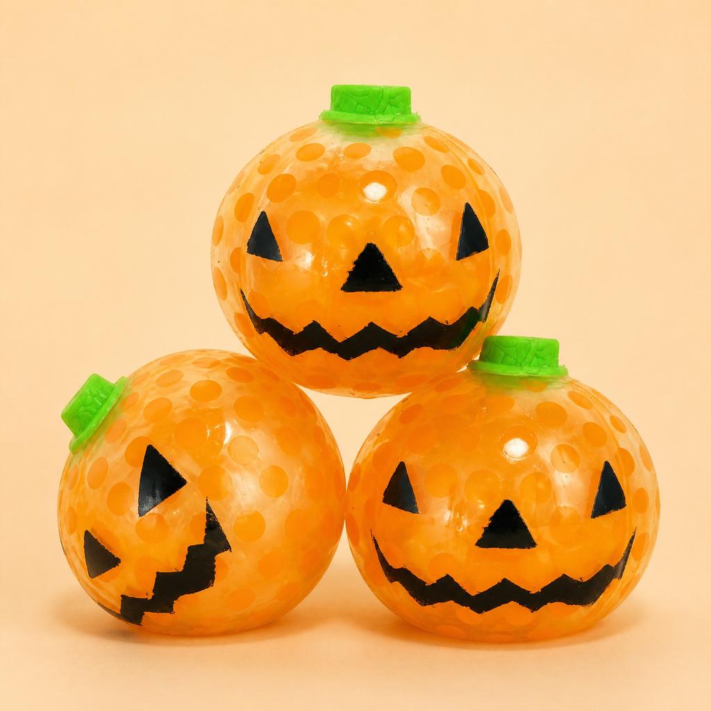 Halloween Pumpkin Shaped Stress Toy with Soft Beads for Sensory Play and Hand Exercise