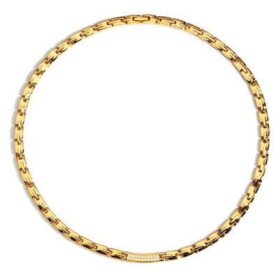 Marca Colar Magnético Popular para Homens e Mulheres Popular Forte Elegante Ouro 18K Mattite Germânio Colar Aço Inoxidável Metal Hipoalergênico