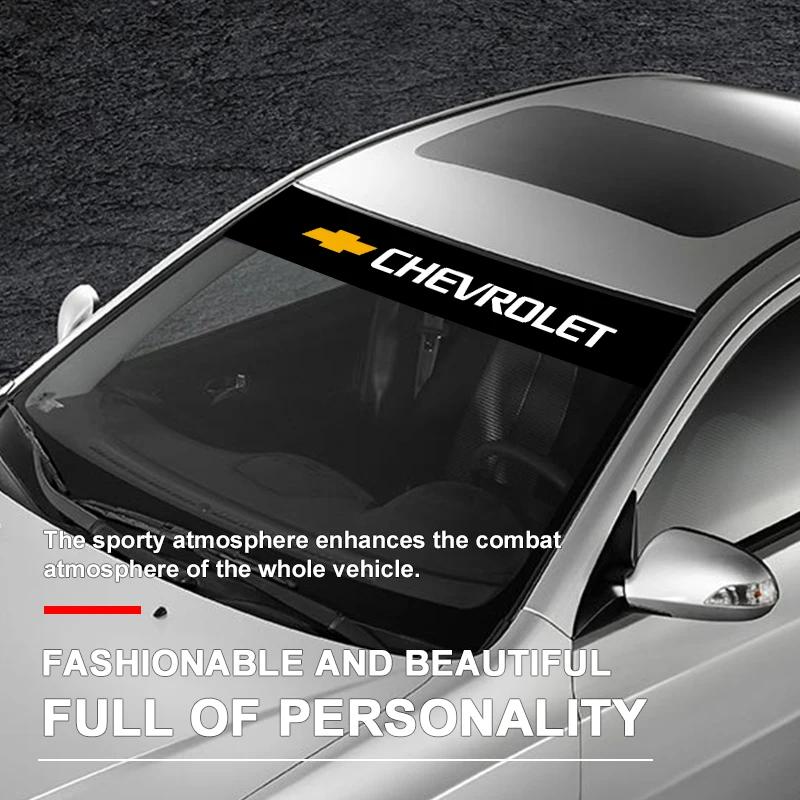 npvc6 1pcs Car front window shade decorative sticker Accessories Fit For Chevrolet Silverado Impala Malibu Equinox Cruze Blazer Spark