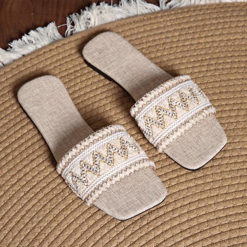 

Fashion Ladies Shoes 2025 High Quality Open Toe Women s Slippers New Fashion Outdoor Daily Summer Color Matching Plus Size Flat Slippers 35 бежевый