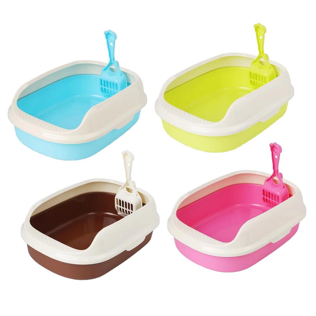 Litter Box Sturdy Easy to Clean Semi Closed Kitten Toilet High Sided Cat Litter Container for Indoor Cats Kitty Litter Pan