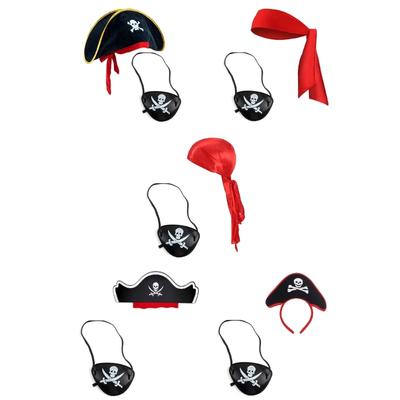 Lieblicher Piratenkopfschmuck Piratenkopfbedeckung Haarreif Totenkopf Augenklappe Hut Set Cartoon Kapitänshut Dreispitzhut Accessoires