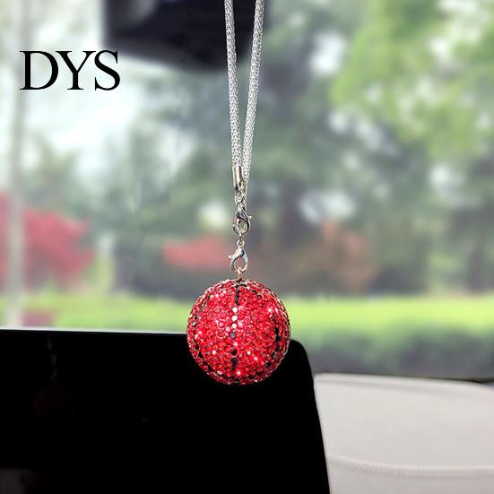 Universal Rearview Mirror Pendant Rhinestone Basketball Car Hanging Ornament Sports Fan for Shiny Decoration Vehicle Interior Decor Unique Gift Fans