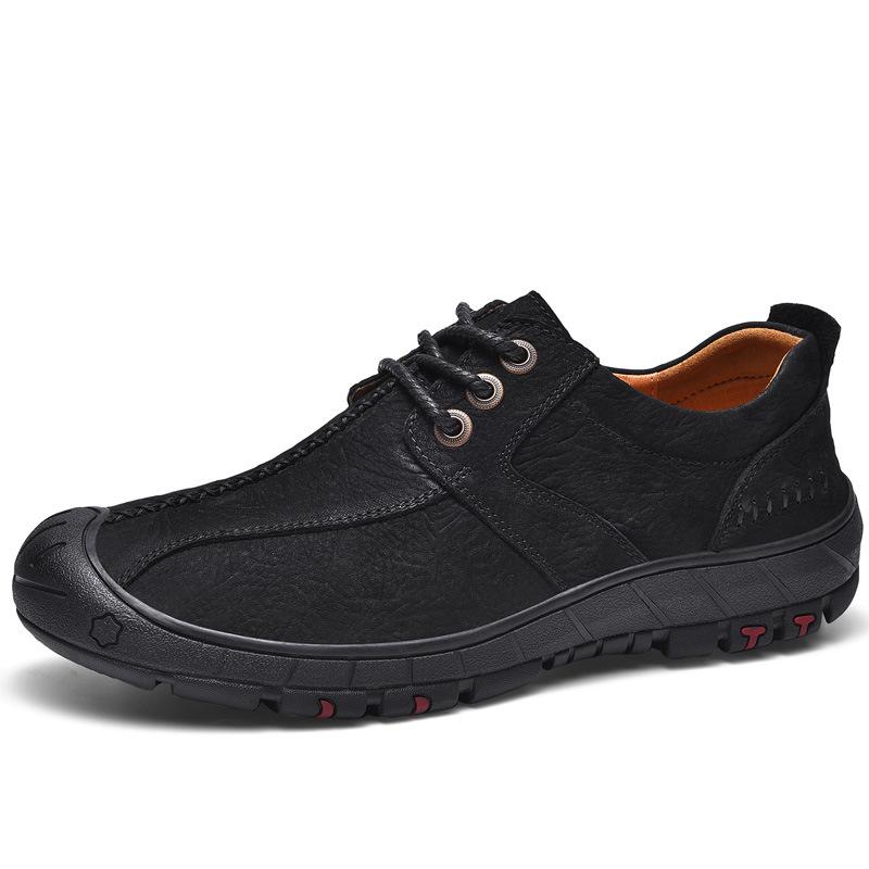 

Верхний слой из воловьей кожи с низким вырезом из натуральной кожи, водонепроницаемые нескользящие ботинки для скалолазания на открытом воздухе, осенняя мягкая подошва, кожаные ботинки для пешего туризма, повседневная обувь для пешего туризма 44