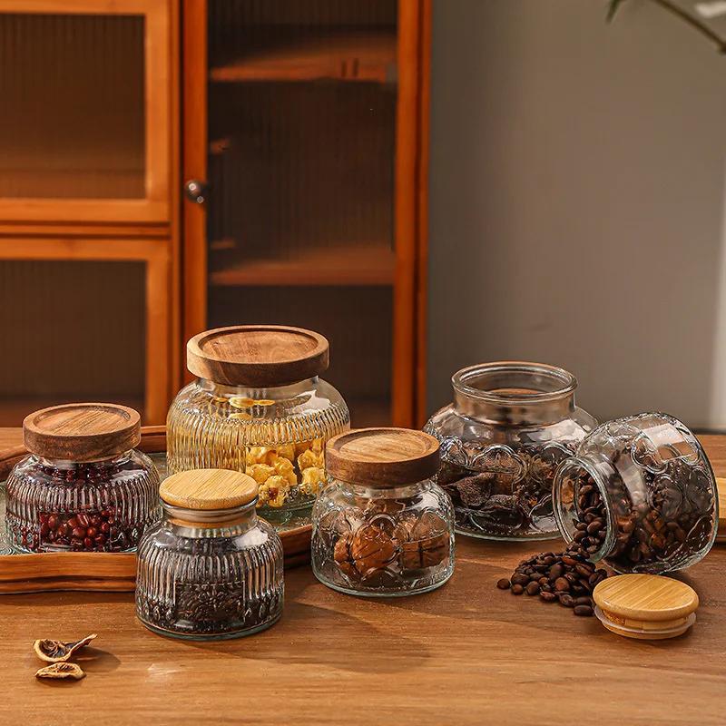 Kaffeedosen, Vintage-Sonnenblumen-Wellenglas, Vorratsdose, versiegelte Glasdosen für Snacks, Süßigkeiten, Getreide, medizinische Materialien, Gewürze