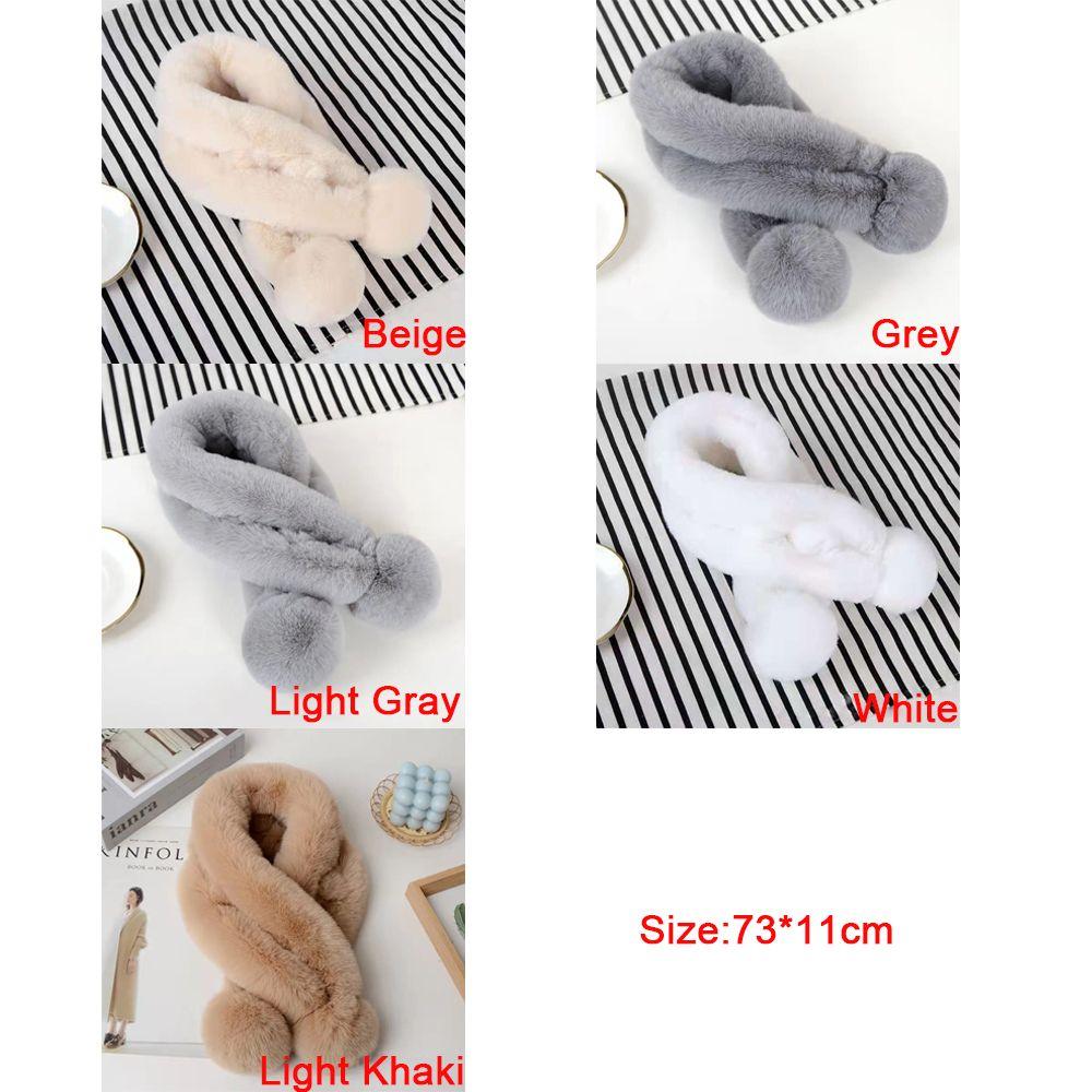 Faux Fur Plush Student Gift Windproof Fur Ball Cross Scarf Neckerchief Plush Scarfs Warm Bib