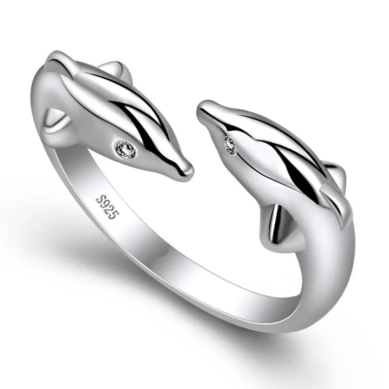 

925 Silver Dolphin Ring Simplicity Fashion Exquisite Student Girlfriend Jewelry Accessories Wedding Party resizable