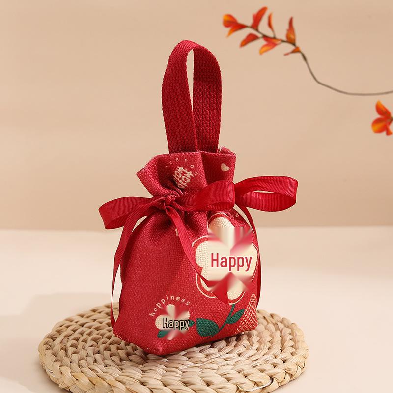 Velvet Chinese Style Wedding Candy Bag with No Folding Required