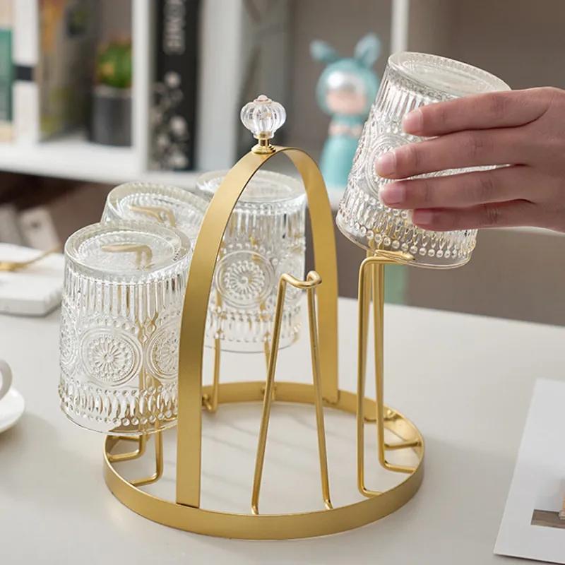 

креативный роскошный металлический подстаканник для гостиной, полка для хранения чашек, перевернутая подвесная стойка, стеклянный подстаканник, сливная полка для 6 чашек, пивной бокал, бокал для красного вина YA111 #1